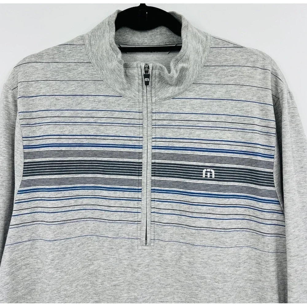 Travis Mathew 1/4 Zip Pullover Size Large Jersey Knit Zippered Side Pocket
